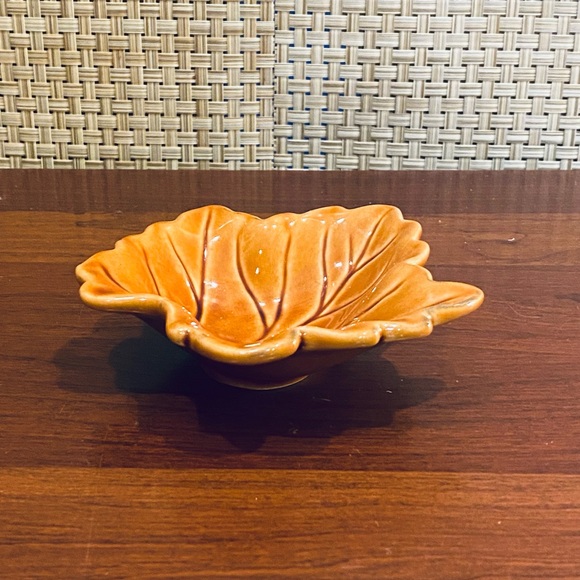 🍁🌟2xHP🌟Set of Fall Watercolor Pumpkin Glazed Ceramic Plate & Small Leaf Bowl - Picture 9 of 10